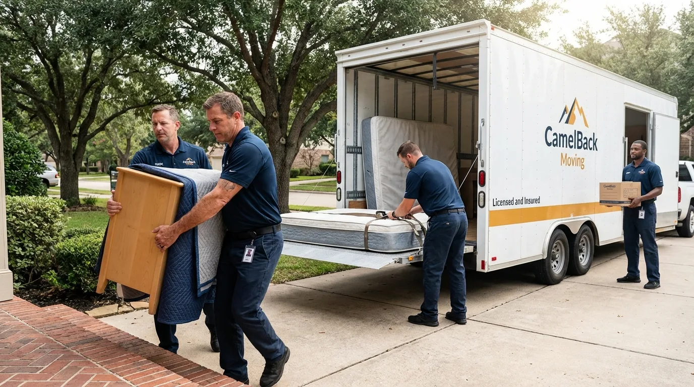 Crew loading residential truck for cross-state move from Prairie du Sac, WI