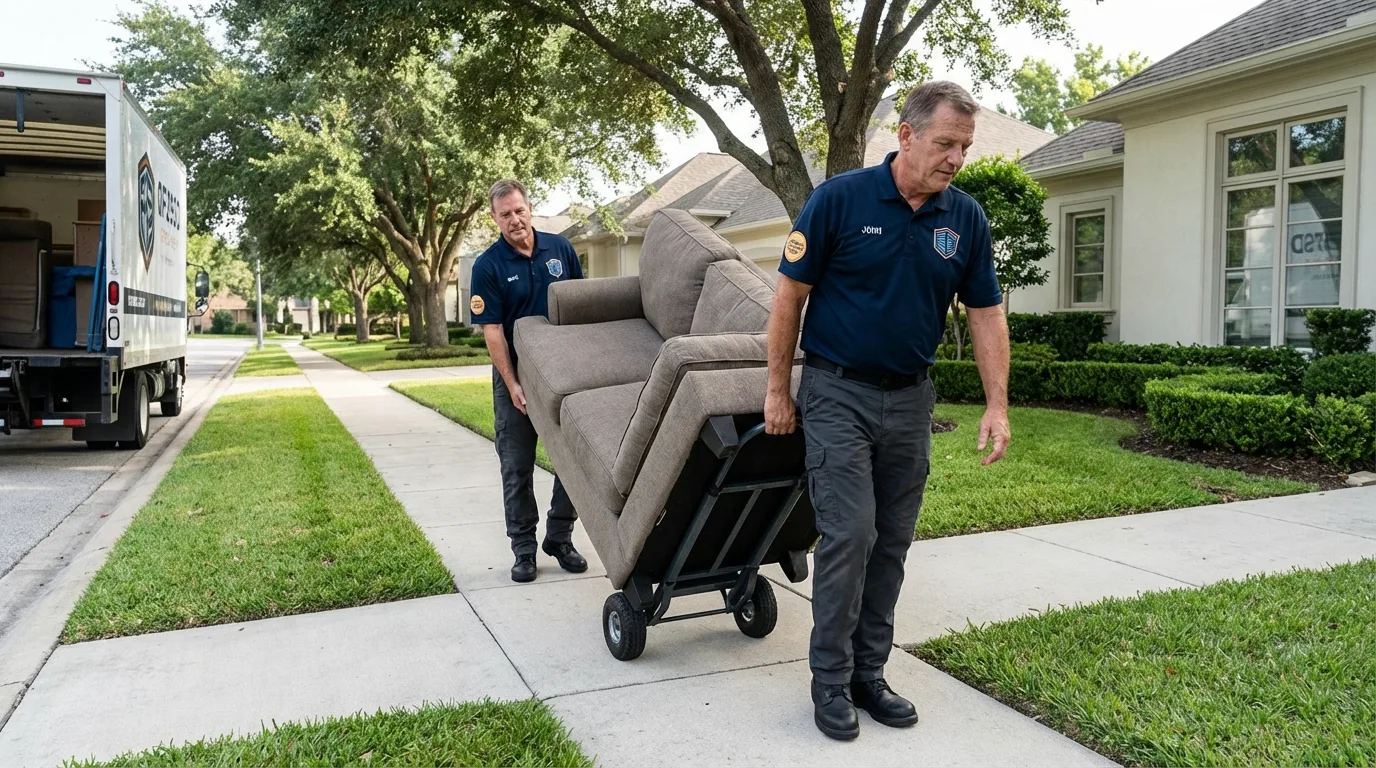 Local residential moving crew loading furniture in Prairie du Sac, WI